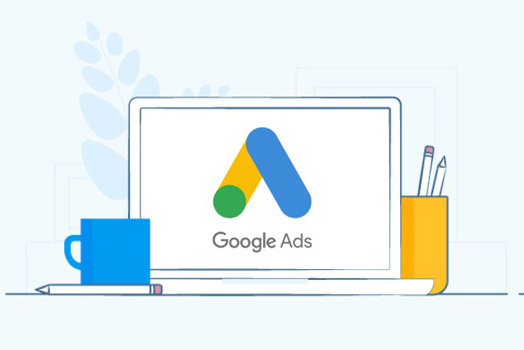 Google ads icon displayed on a white laptop