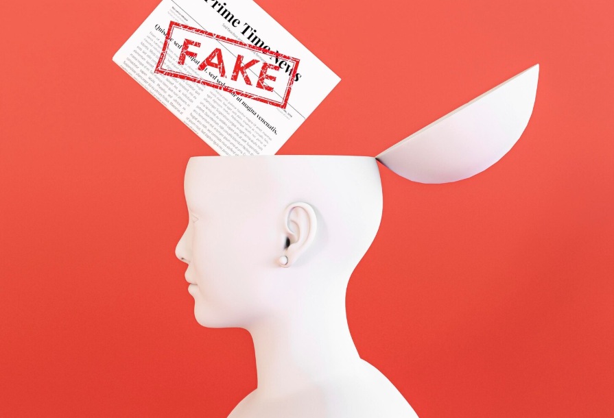 What are Backlinks & How to Attract them to Your Website? 5 Side view of mannequin receiving fake news inside head