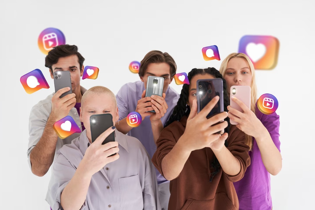 Group of people using Instagram