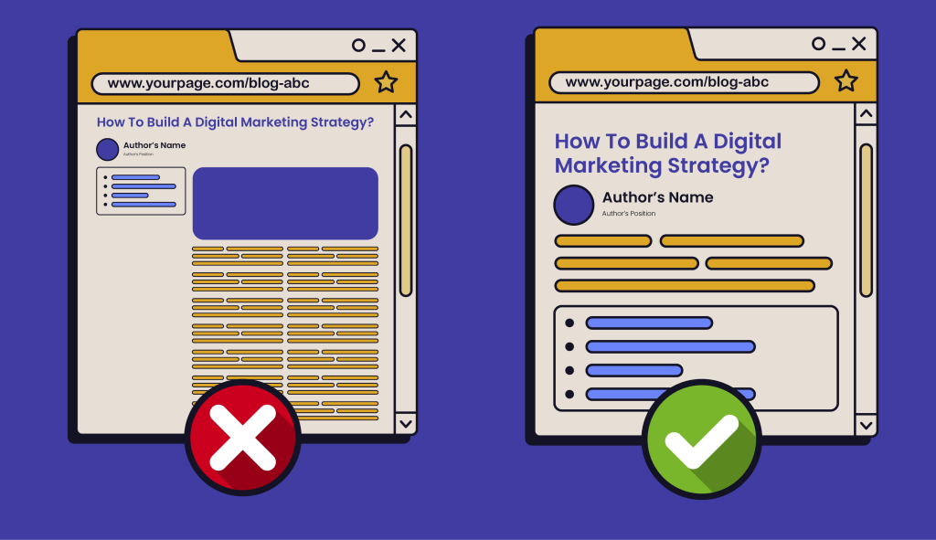 Illustration comparing content on desktop and on mobile