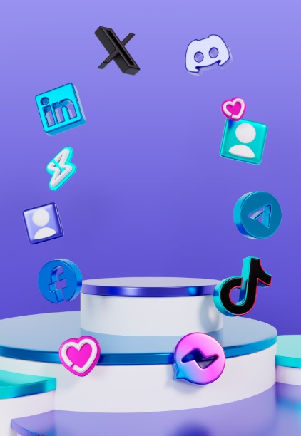 Twitter-X Ads 3 3D render of social media icons