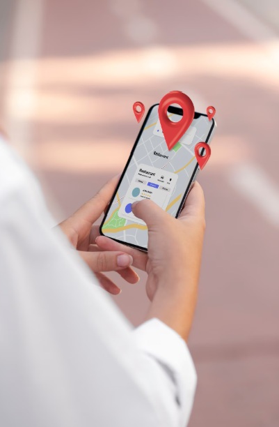 Focus on a smartphone displaying Google Maps