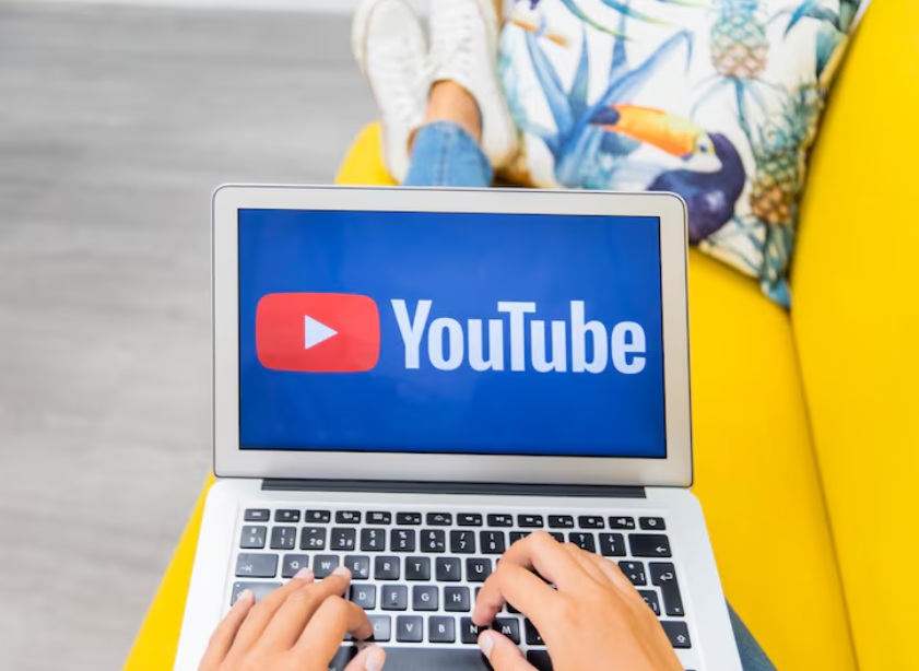 Video SEO (vSEO) 3 Laptop displaying a YouTube screen