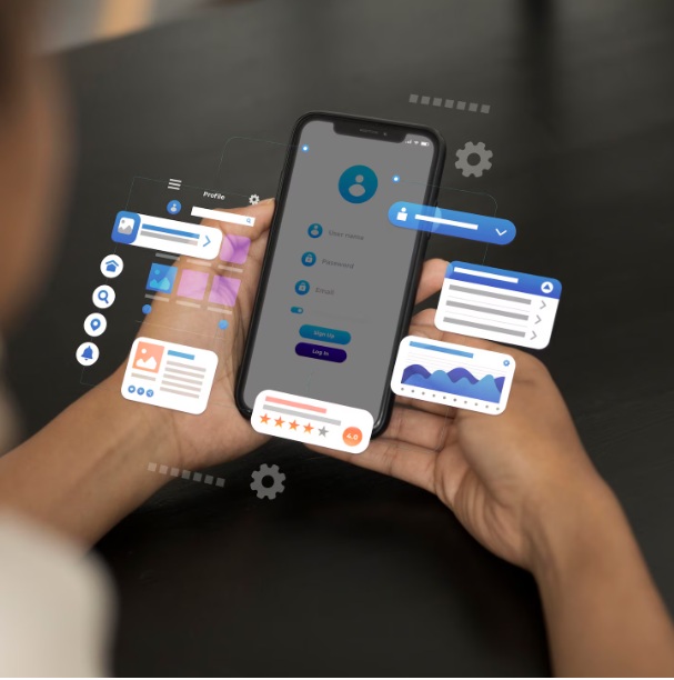 Smartphone with application visual concept
