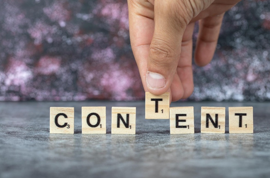 Wood blocks forming the word content